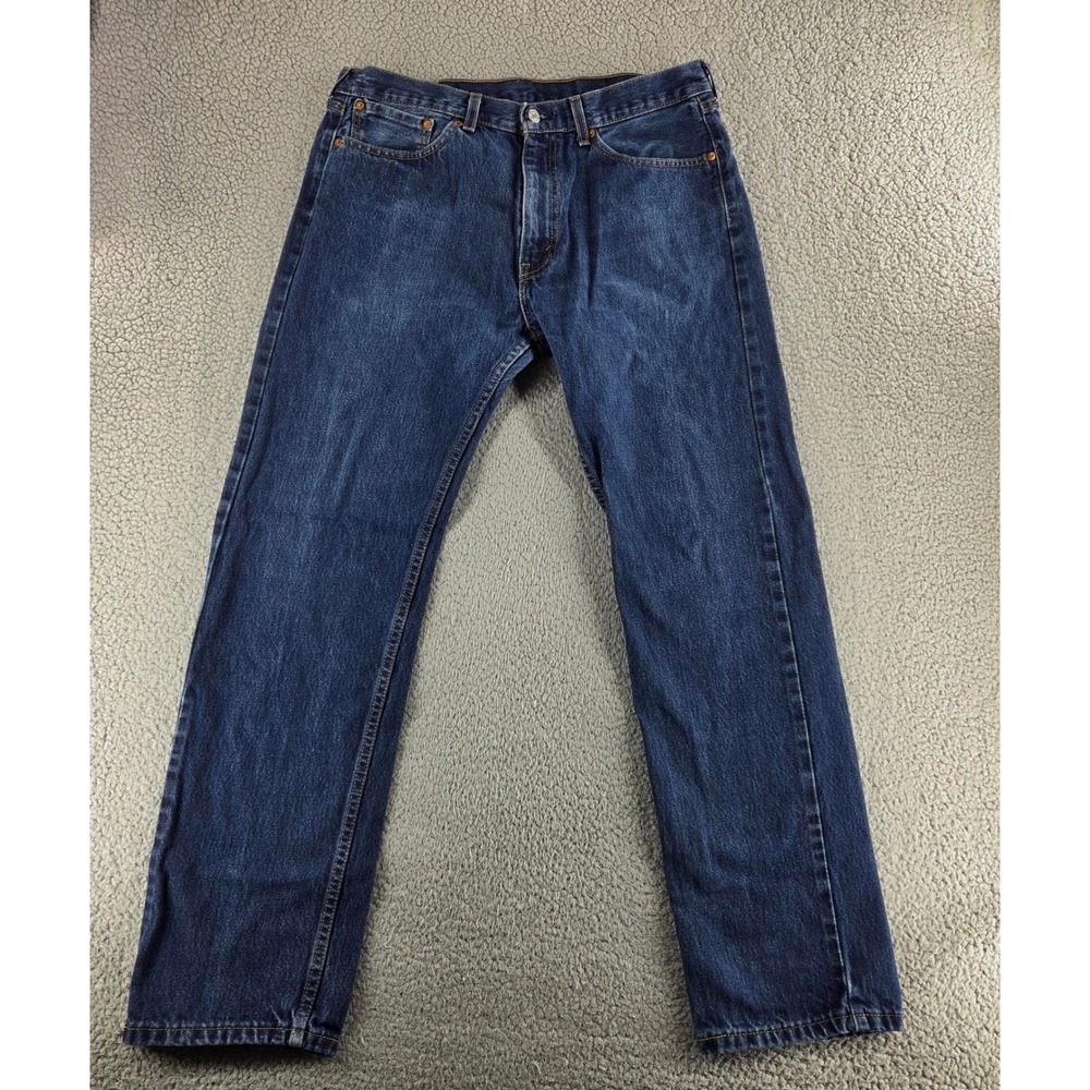 Levis 505 Jeans Mens 36x34 Blue Regular Fit Straight Leg Western Work Pants